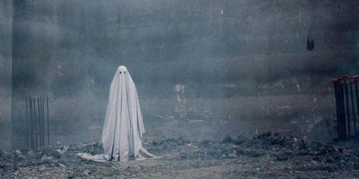 Casey Affleck as the ghost in David Lowery's A Ghost Story