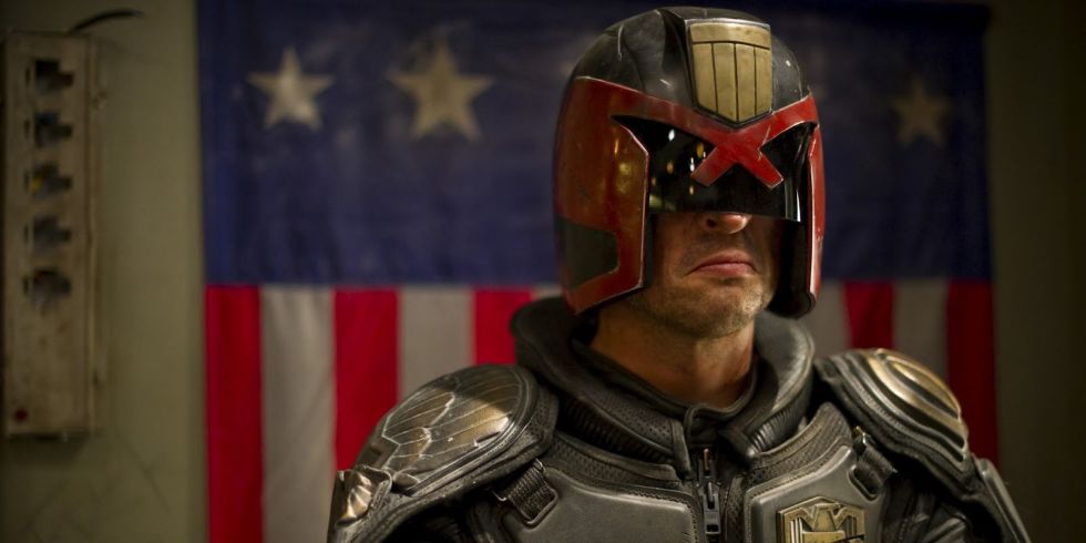 Karl Urban as the grimacing antihero Judge Dredd