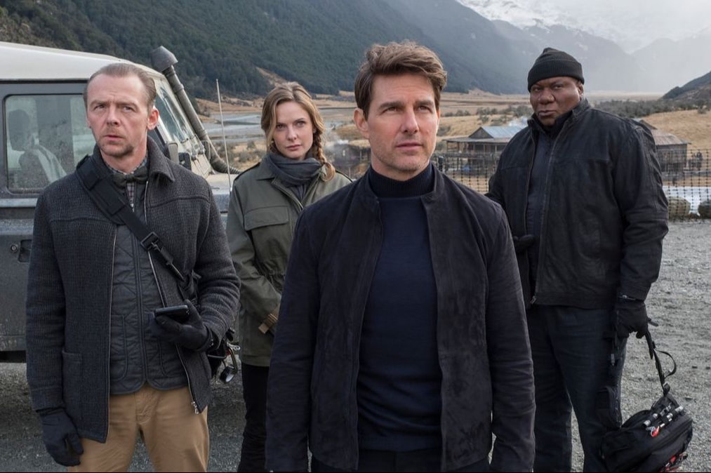 Tom Cruise, Ving Rhames, Simon Pegg and Rebecca Ferguson in Mission Impossible 6
